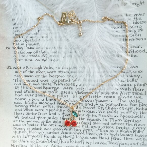 Kate Spade Ma Cherie Cherry Red Zircon Gold Necklace - Picture 3 of 3